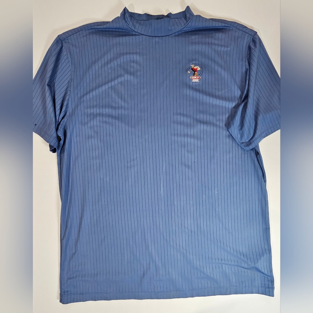 Nike‎ Golf Custom Shirt Mens Size XL Blue Pinstriped Mock Neck Activewear Tee